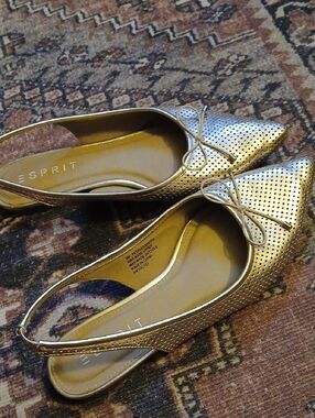 Esprit Metallic Gold Pointed Slingback Flats
